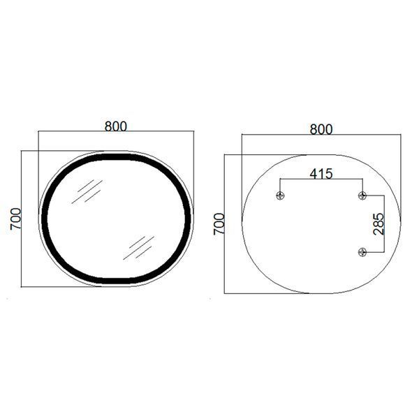 Дзеркало настінне Gemini (GE1) 800х700 мм, овальне, з LED-підсвіткою Touch, антизапотіванням, димером, рег. темп. кольору (3000-6500K), Reverse Qtap SD00052319 фото