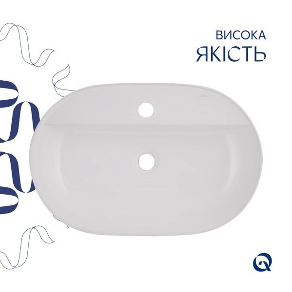 Раковина накладна Scorpio 600х400х120 мм, White, овальна, без донного клапана QT14118045W Qtap  SD00052915 фото