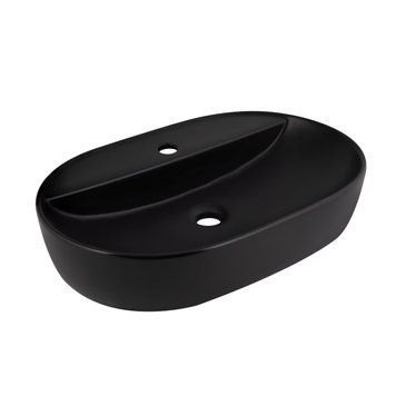 Раковина накладна Scorpio 600х400х120 мм, Matt Black, овальна, без донного клапана QT142203MBMBN Qtap  SD00052916 фото