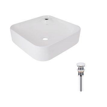 Комплект Qtap Stork: Раковина накладна квадратна 430x430x125 мм White + Донний клапан PU02  SD00053442 фото