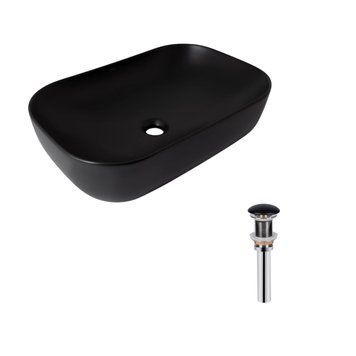 Комплект Qtap Robin: Раковина накладна прамокутна 600x390x150 мм Matt Black + Донний клапан PU03  SD00053420 фото