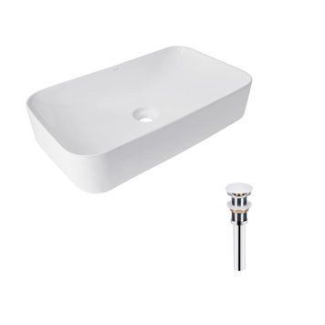 Комплект Qtap Tern: Раковина накладна прамокутна 610x350x135 мм WHITE + Донний клапан PU02  SD00053428 фото