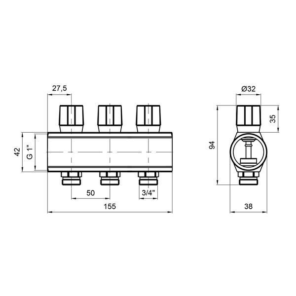 Icma колектор розподільний з регулювальними вентилями № 1105. 1"х3 (Red) SD00049595 фото