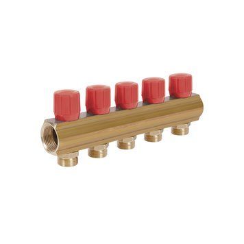 Icma колектор розподільний з регулювальними вентилями № 1105. 1"х5 (Red) SD00049597 фото