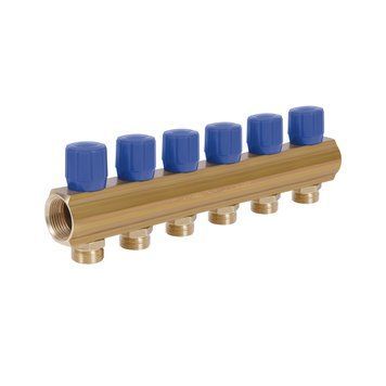 Icma колектор розподільний з регулювальними вентилями № 1105. 1"х6 (Blue) SD00049609 фото