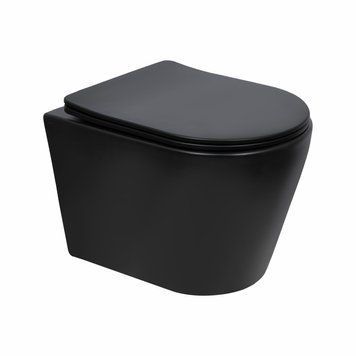 Унітаз підвісний Scorpio Ultra Quiet 520x365x365 мм, Matt Black, з сидінням Slim Duroplast/ Soft-close/ Quick Release QT14332380AMB Qtap SD00052569 фото
