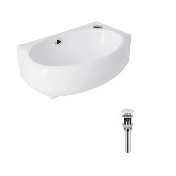 Комплект Qtap Leo: Раковина підвісна овальна права 430x285x160 мм White + Донний клапан PU02O  SD00053457 фото