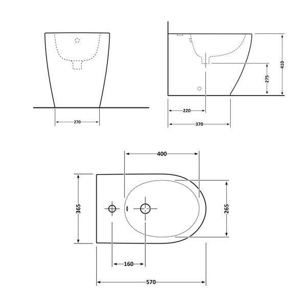 Біде підлогове Robin 565x360x405 мм, Matt Black QT13442141CMB Qtap SD00043834 фото
