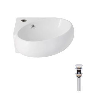 Комплект Qtap Leo N: Раковина підвісна угловая овальна 380x360x130 мм WHITE + Донний клапан PU02O  SD00053455 фото