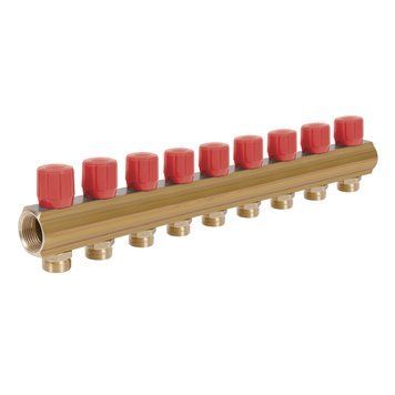 Icma колектор розподільний з регулювальними вентилями № 1105. 1"х9 (Red) SD00049601 фото