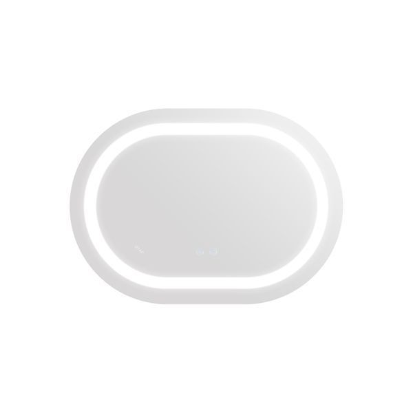 Дзеркало настінне Gemini (GE1) 500х700 мм, овальне, з LED-підсвіткою Touch, антизапотіванням, димером, рег. темп. кольору (3000-6500K), Reverse Qtap SD00052316 фото