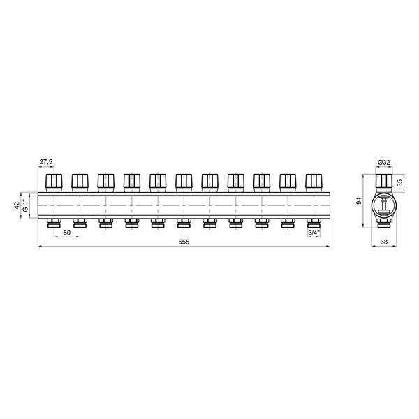 Icma колектор розподільний з регулювальними вентилями № 1105. 1"х11 (Blue) SD00049614 фото