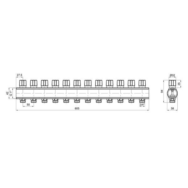 Icma колектор розподільний з регулювальними вентилями № 1105. 1"х12 (Blue) SD00049615 фото