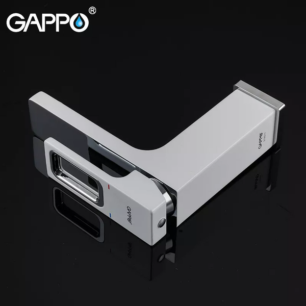 Змішувач для умивальника низький колір білий/хром GAPPO G1017-8 1033998 фото