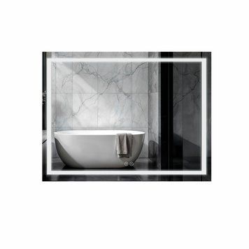 Дзеркало настінне Mideya (MI8) 900х700 мм, прямокутне, з LED-підсвіткою Touch, антизапотіванням, димером, рег. яскравості Qtap SD00051749 фото