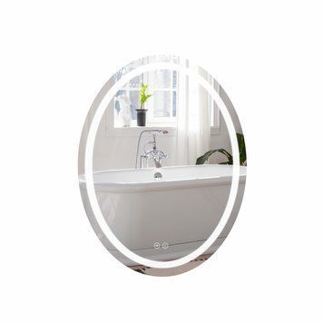 Дзеркало настінне Mideya (MI7) 500х700 мм, овальне, з LED-підсвіткою Touch, антизапотіванням, димером, рег. яскравості Qtap SD00051753 фото