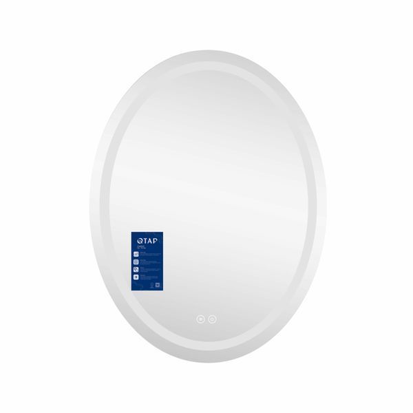 Дзеркало настінне Mideya (MI7) 600х800 мм, овальне, з LED-підсвіткою Touch, антизапотіванням, димером, рег. яскравості Qtap SD00034655 фото
