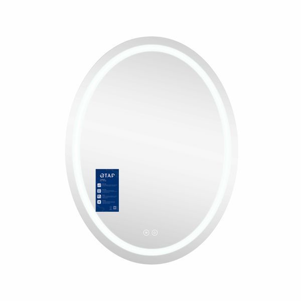 Дзеркало настінне Mideya (MI7) 600х800 мм, овальне, з LED-підсвіткою Touch, антизапотіванням, димером, рег. яскравості Qtap SD00034655 фото
