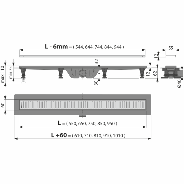 Трап зливний Alcaplast APZ12-950 49976 фото