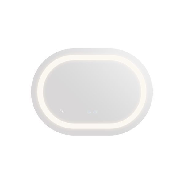 Дзеркало настінне Gemini (GE1) 650х900 мм, овальне, з LED-підсвіткою Touch, антизапотіванням, димером, рег. темп. кольору (3000-6500K), Reverse Qtap SD00052320 фото