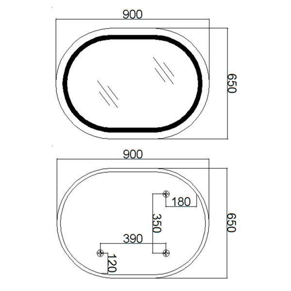 Дзеркало настінне Gemini (GE1) 650х900 мм, овальне, з LED-підсвіткою Touch, антизапотіванням, димером, рег. темп. кольору (3000-6500K), Reverse Qtap SD00052320 фото